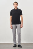 Short Sleeve Plain Pique Polo Collar Pocketless Slim Fit Cotton T-Shirt 1011245900