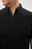 Short Sleeve Plain Pique Polo Collar Pocketless Slim Fit Cotton T-Shirt 1011245900