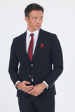Notch Lapel Half-Lined Elastic Waist 6 Drop Slim Fit Suit 1001250121