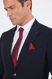 Notch Lapel Half-Lined Elastic Waist 6 Drop Slim Fit Suit 1001250121