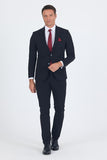 Notch Lapel Half-Lined Elastic Waist 6 Drop Slim Fit Suit 1001250121