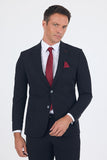 Notch Lapel Half-Lined Elastic Waist 6 Drop Slim Fit Suit 1001250121