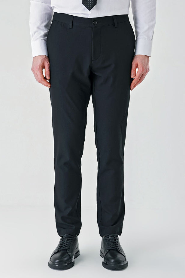 Black Stretch Side Pocket Casual Comfort Fit Chino Trousers 1003240158