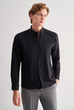 Button-Down Collar Long Sleeve Pocketless Slim Fit Classic Shirt 1004255173