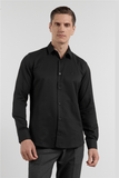 Long Sleeve Hard Collar Pocketless Slim Fit Oxford Shirt 1004255284