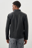 Faux Leather Stand Collar Full-Lined Slim Fit Casual Jacket 1038245152