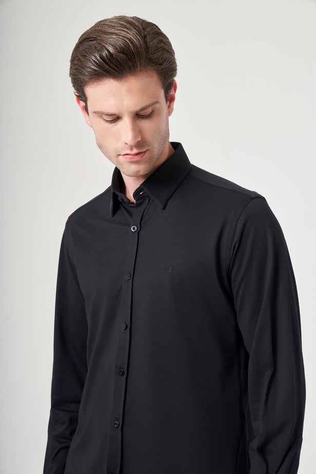 IMZA Men's Tulum Collar Knitted Slim Fit Classic Shirt – 1004260208