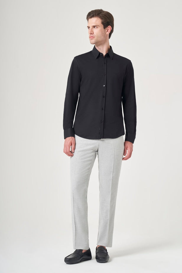 IMZA Men's Tulum Collar Knitted Slim Fit Classic Shirt – 1004260208