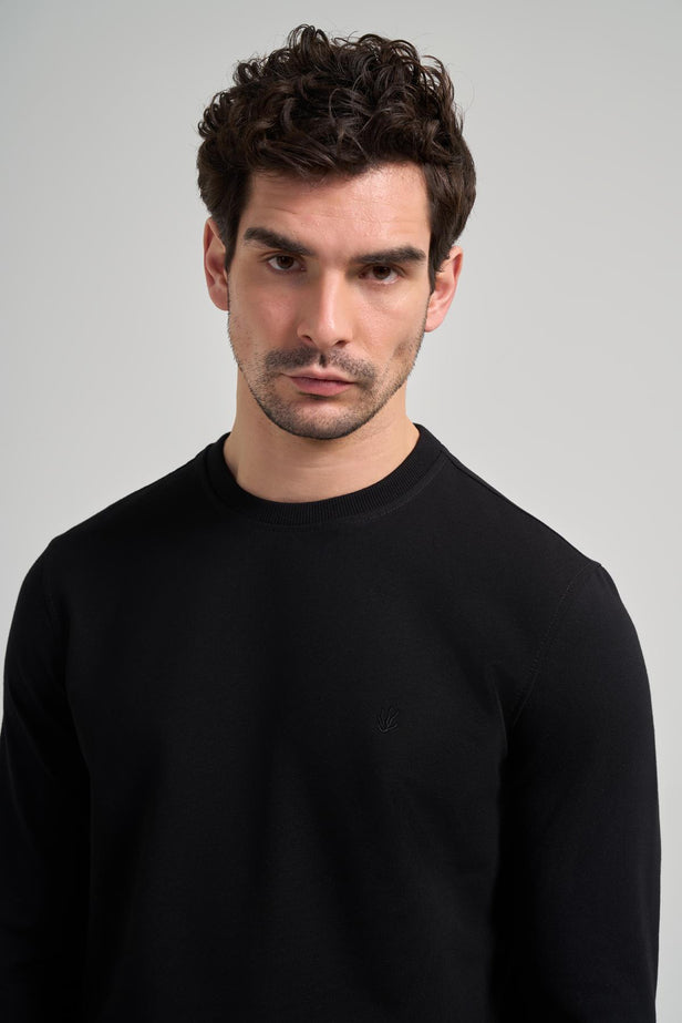 Long Sleeve Plain Knit Crew Neck Pocketless Standard Fit Sweatshirt 1013245252