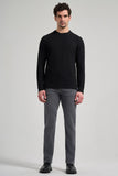 Long Sleeve Plain Knit Crew Neck Pocketless Standard Fit Sweatshirt 1013245252