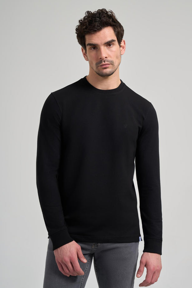 Long Sleeve Plain Knit Crew Neck Pocketless Standard Fit Sweatshirt 1013245252