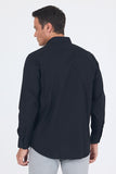 Black Long Sleeve Hard Collar Plain Comfort Fit Shirt 1004260051