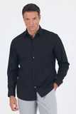 Black Long Sleeve Hard Collar Plain Comfort Fit Shirt 1004260051