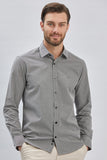 Long Sleeve Hard Collar Pocketless Slim Fit Shirt 1004240230