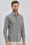 Long Sleeve Hard Collar Pocketless Slim Fit Shirt 1004240230