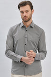 Long Sleeve Hard Collar Pocketless Slim Fit Shirt 1004240230