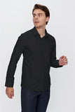 Long Sleeve Hard Collar Pocketless Slim Fit Shirt 1004240057