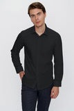 Long Sleeve Hard Collar Pocketless Slim Fit Shirt 1004240057