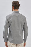 Long Sleeve Hard Collar Pocketless Slim Fit Shirt 1004240230