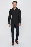Long Sleeve Hard Collar Pocketless Slim Fit Shirt 1004240057