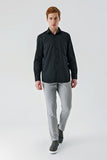 Black Long Sleeve Textured Hard Collar Comfort Fit Shirt 1004240190