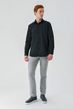 Black Long Sleeve Textured Hard Collar Comfort Fit Shirt 1004240190