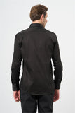 Long Sleeve Hard Collar Pocketless Slim Fit Cotton Shirt 1004240324
