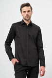 Long Sleeve Hard Collar Pocketless Slim Fit Cotton Shirt 1004240324