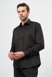 Long Sleeve Hard Collar Pocketless Slim Fit Cotton Shirt 1004240324