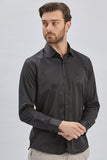 Long Sleeve Hard Collar Pocketless Slim Fit Stretch Shirt 1004240234