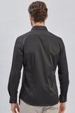 Long Sleeve Hard Collar Pocketless Slim Fit Stretch Shirt 1004240234