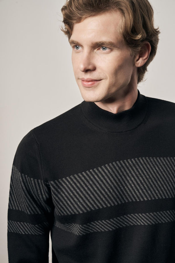 Half Turtleneck Long Sleeve Comfort Fit Cotton Knit Sweater (Model 1012255213)
