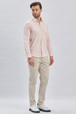 Long Sleeve Hard Collar Pocketless Slim Fit Stretch Shirt 1004240234