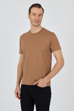 Short Sleeve Plain Crew Neck Pocketless Slim Fit Cotton T-Shirt 1011250158