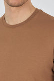 Short Sleeve Plain Crew Neck Pocketless Slim Fit Cotton T-Shirt 1011250158