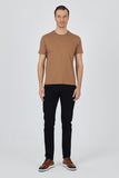 Short Sleeve Plain Crew Neck Pocketless Slim Fit Cotton T-Shirt 1011250158