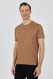 Short Sleeve Plain Crew Neck Pocketless Slim Fit Cotton T-Shirt 1011250158