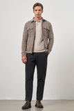 Tan Knitted Baby Collar Self-Patterned No Vent Slim Fit Classic Coat 1007245156