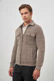 Tan Knitted Baby Collar Self-Patterned No Vent Slim Fit Classic Coat 1007245156