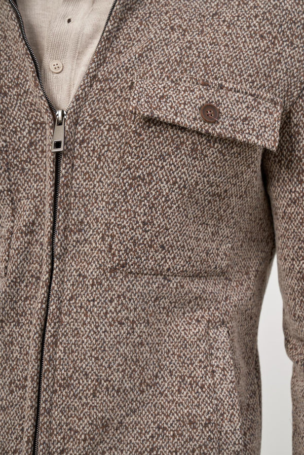 Tan Knitted Baby Collar Self-Patterned No Vent Slim Fit Classic Coat 1007245156