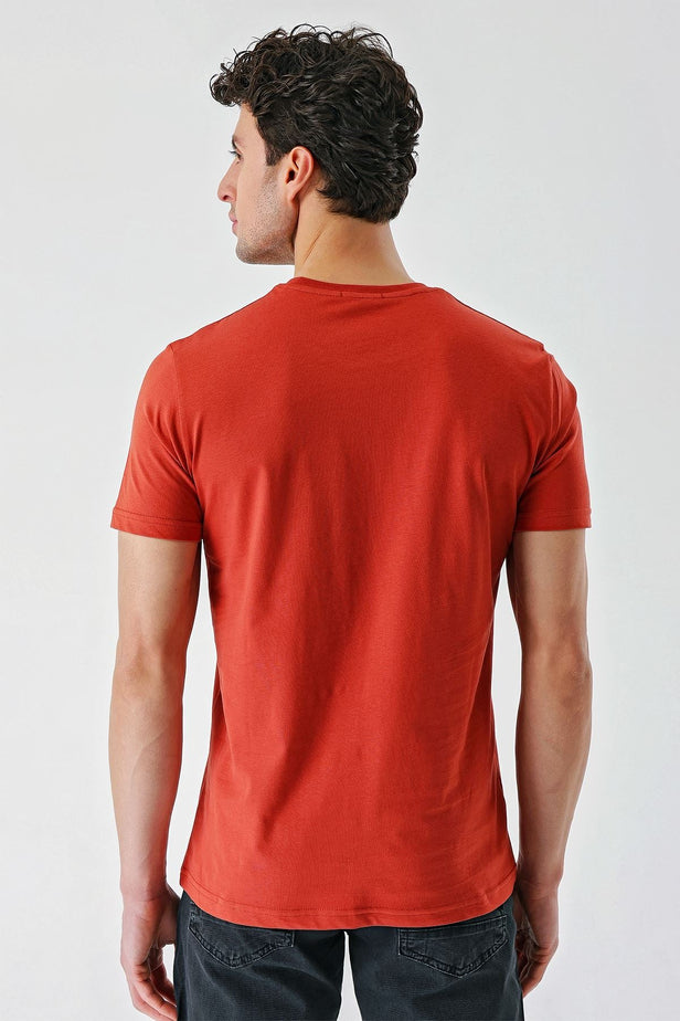 Cinnamon Printed Crew Neck Casual Slim Fit T-Shirt 1011240168