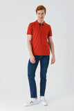 Short Sleeve Pique Polo Collar Trim Slim Fit Cotton Stretch T-Shirt 1011240156