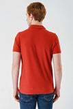 Short Sleeve Pique Polo Collar Trim Slim Fit Cotton Stretch T-Shirt 1011240156