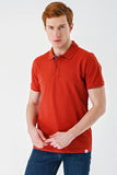 Short Sleeve Pique Polo Collar Trim Slim Fit Cotton Stretch T-Shirt 1011240156