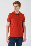 Short Sleeve Pique Polo Collar Trim Slim Fit Cotton Stretch T-Shirt 1011240156
