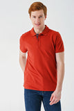 Short Sleeve Pique Polo Collar Trim Slim Fit Cotton Stretch T-Shirt 1011240156