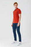 Short Sleeve Pique Polo Collar Trim Slim Fit Cotton Stretch T-Shirt 1011240156