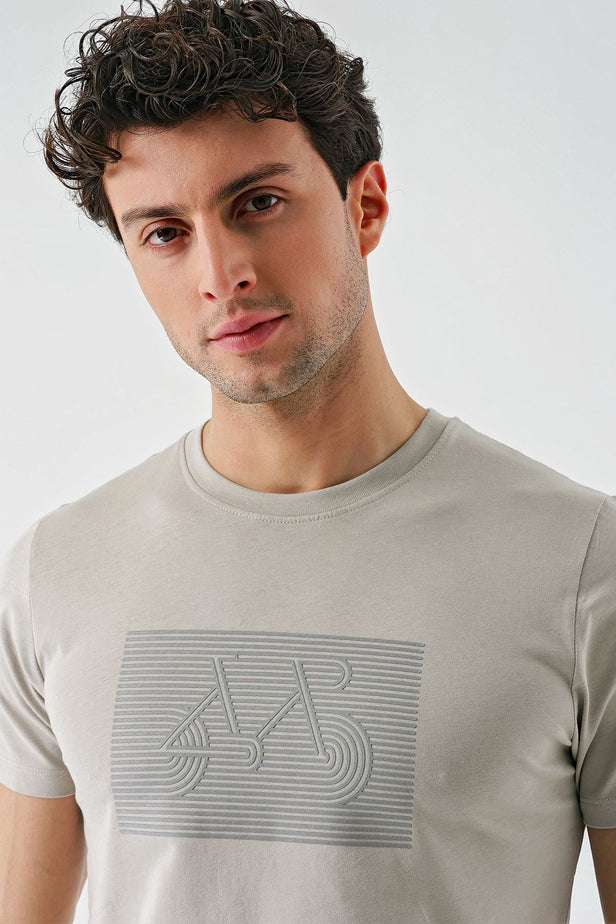Short Sleeve Printed Crew Neck Pocket Slim Fit Cotton T-Shirt 1011240181