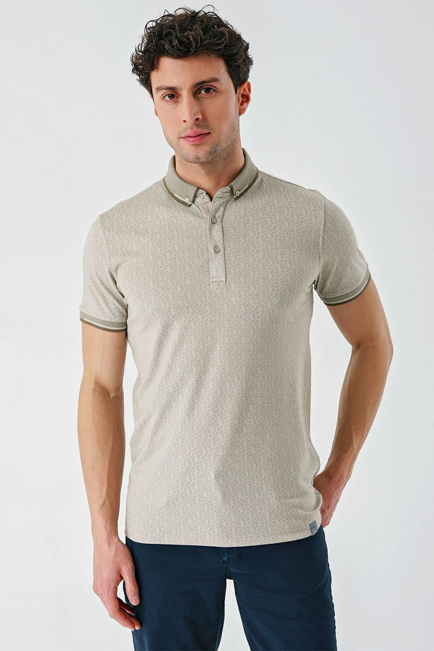 IMZA Men's Printed Oxford Slim Fit Casual Polo T-Shirt – 1011240177