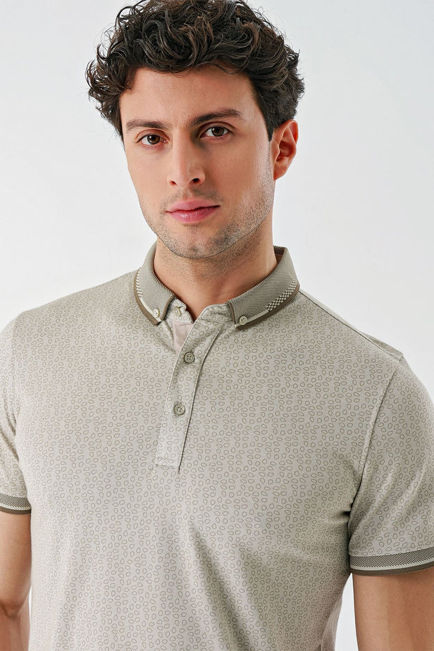 IMZA Men's Printed Oxford Slim Fit Casual Polo T-Shirt – 1011240177